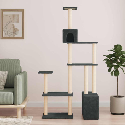 vidaXL Kattträd med sisal klöspelare Mörkgrå 177,5 cm