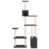 Produktbild för Kattträd med sisal klöspelare Mörkgrå 177,5 cm