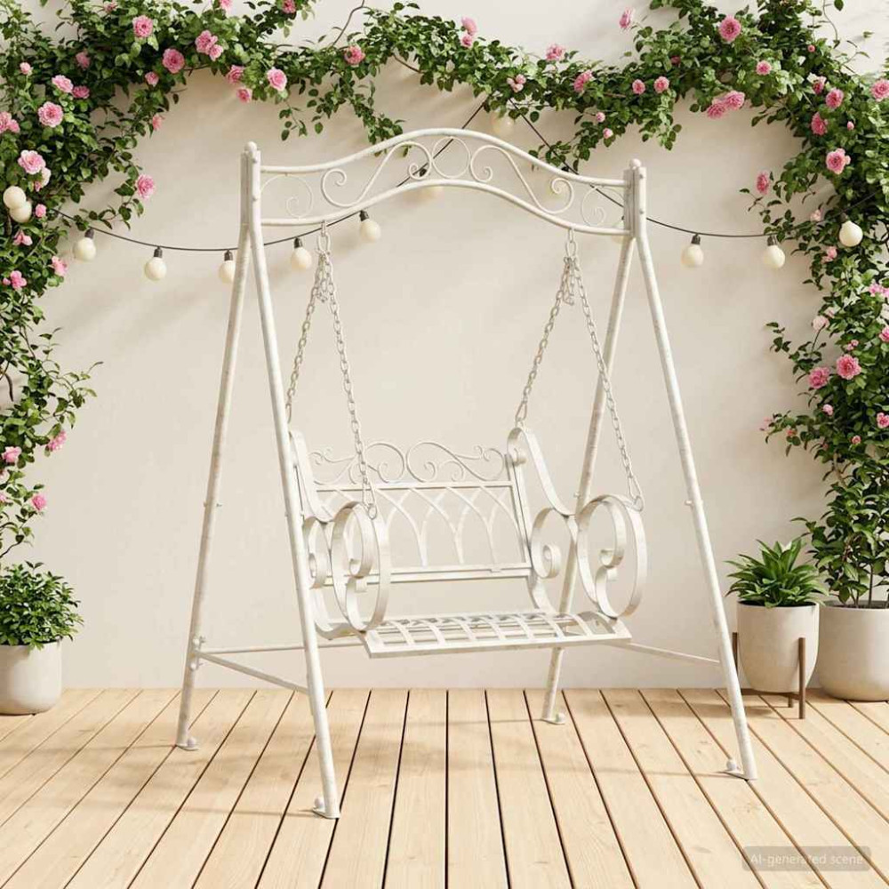 Produktbild för Gungbänk Stål 113 x 121,5 x 168 cm Antik vit