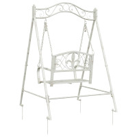 Produktbild för Gungbänk Stål 113 x 121,5 x 168 cm Antik vit