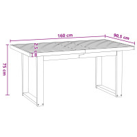 Produktbild för Matbord NOAIN 160 cm Massiv furu Svart Rektangulär