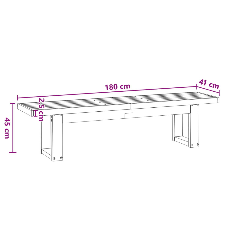 Produktbild för Matbänk NOAIN 180 x 41 x 45 cm Massivt furu Svart