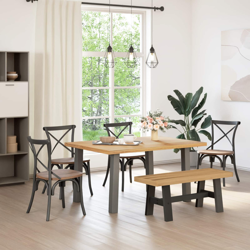 Produktbild för Matbänk NOAIN 120 x 41 x 45 cm Massivt furu Naturlig