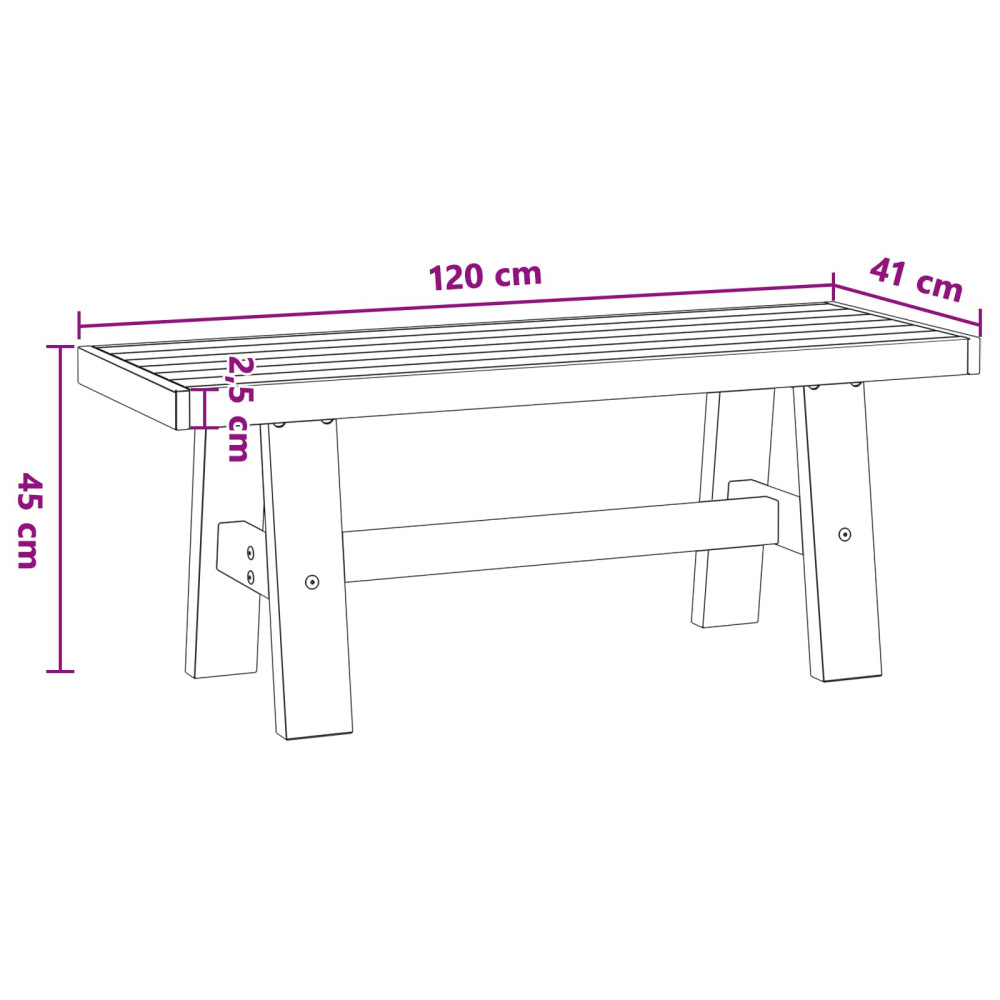 Produktbild för Matbänk NOAIN 120 x 41 x 45 cm Massivt furu Naturlig