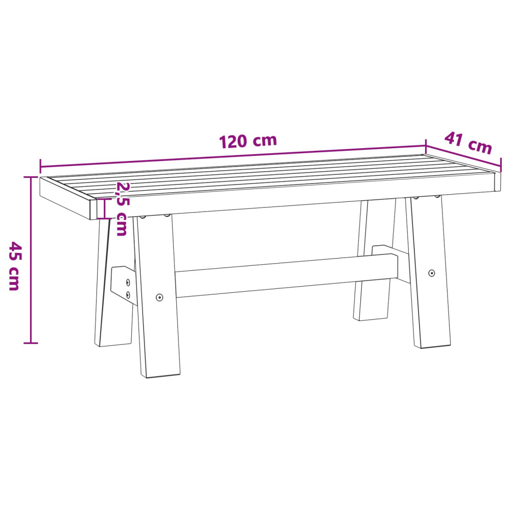 Produktbild för Matbänk NOAIN 120 x 41 x 45 cm Massivt furu Svart