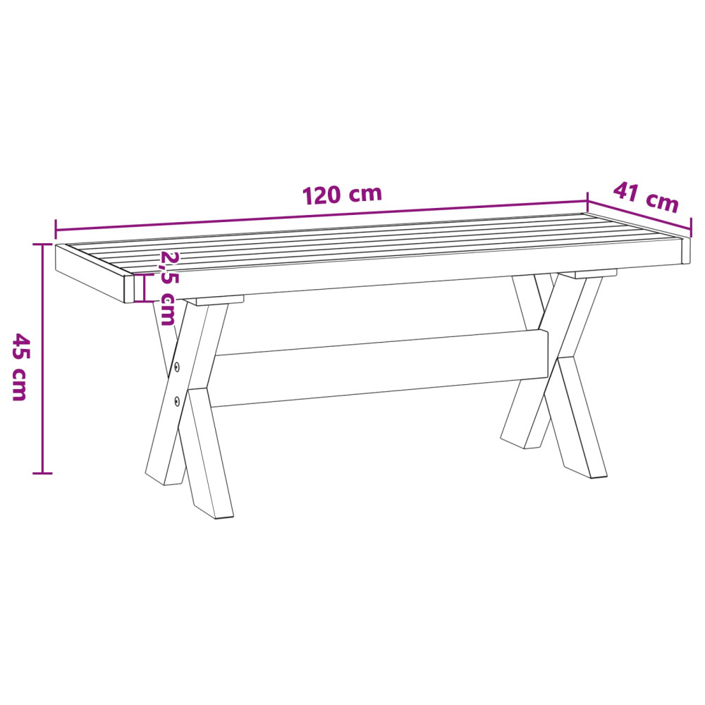 Produktbild för Matbänk NOAIN 120 x 41 x 45 cm Massivt furu Svart