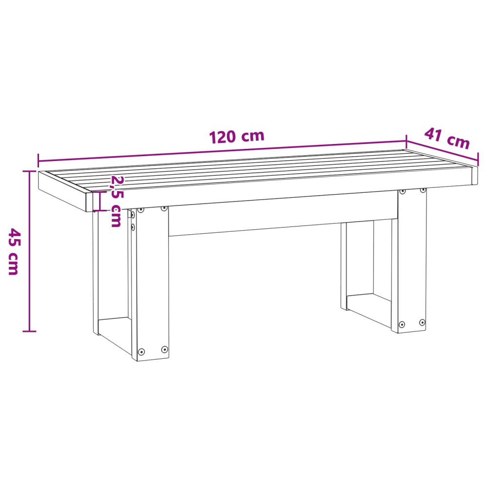 Produktbild för Matbänk NOAIN 120 x 41 x 45 cm Massivt furu Svart