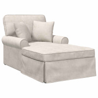 Produktbild för Chaise Lounge med Kjol med kudde Gräddvit 157 x 91 x 91 cm ARES