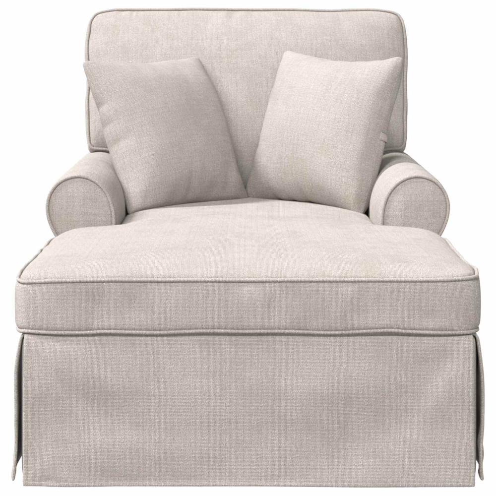 Produktbild för Chaise Lounge med Kjol med kudde Gräddvit 157 x 91 x 91 cm ARES