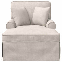 Produktbild för Chaise Lounge med Kjol med kudde Gräddvit 157 x 91 x 91 cm ARES