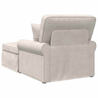 Produktbild för Chaise Lounge med Kjol med kudde Gräddvit 157 x 91 x 91 cm ARES