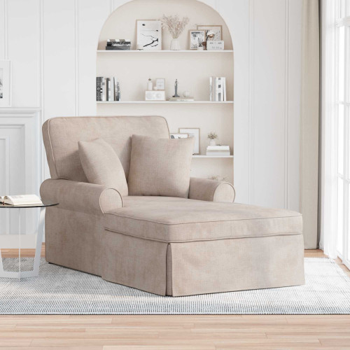 vidaXL Chaise Lounge med Kjol med kudde Beige 157 x 91 x 91 cm ARES