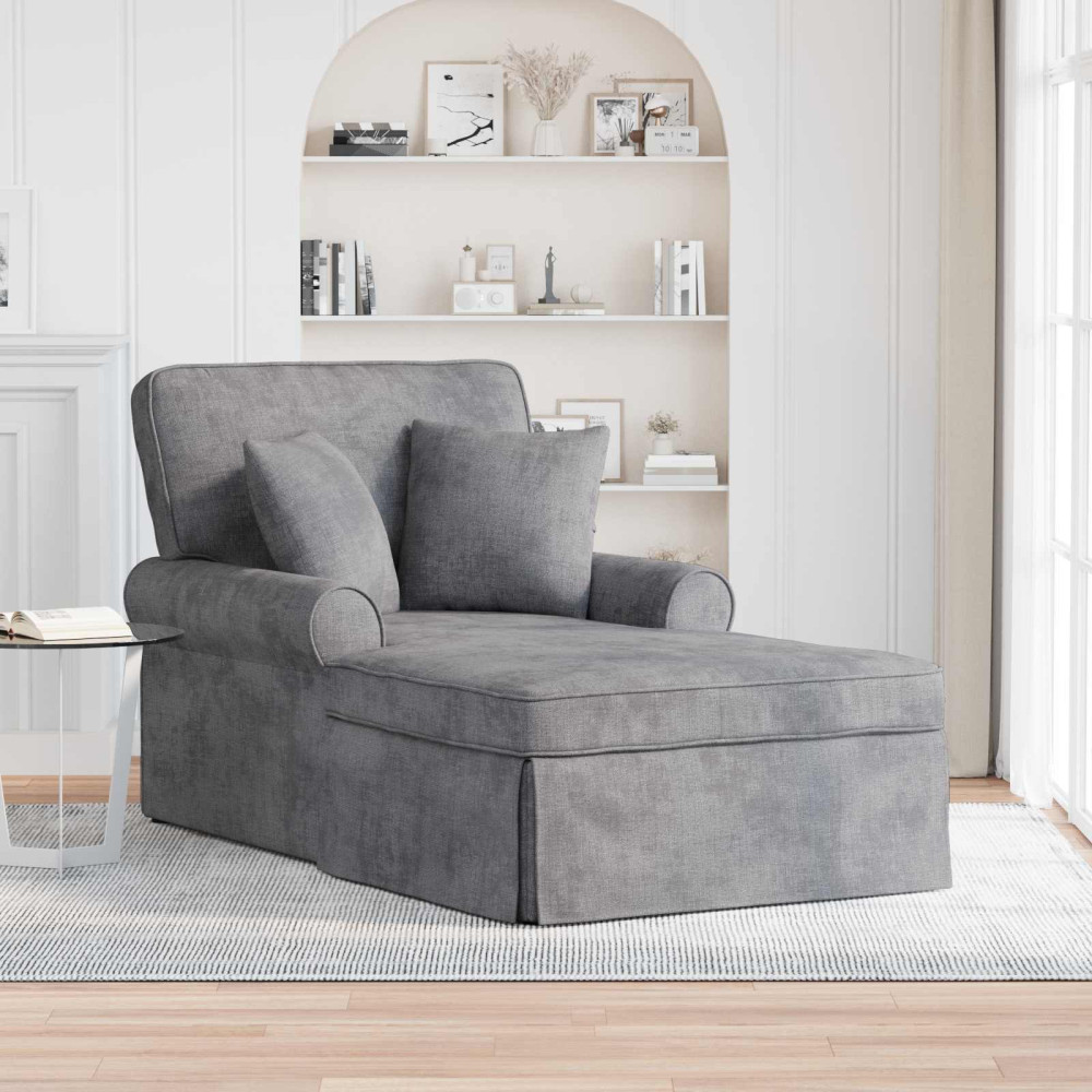 Produktbild för Chaise Lounge med Kjol med kudde Ljusgrå 157 x 91 x 91 cm ARES