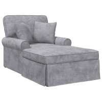 Produktbild för Chaise Lounge med Kjol med kudde Ljusgrå 157 x 91 x 91 cm ARES