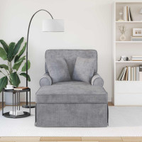Produktbild för Chaise Lounge med Kjol med kudde Ljusgrå 157 x 91 x 91 cm ARES
