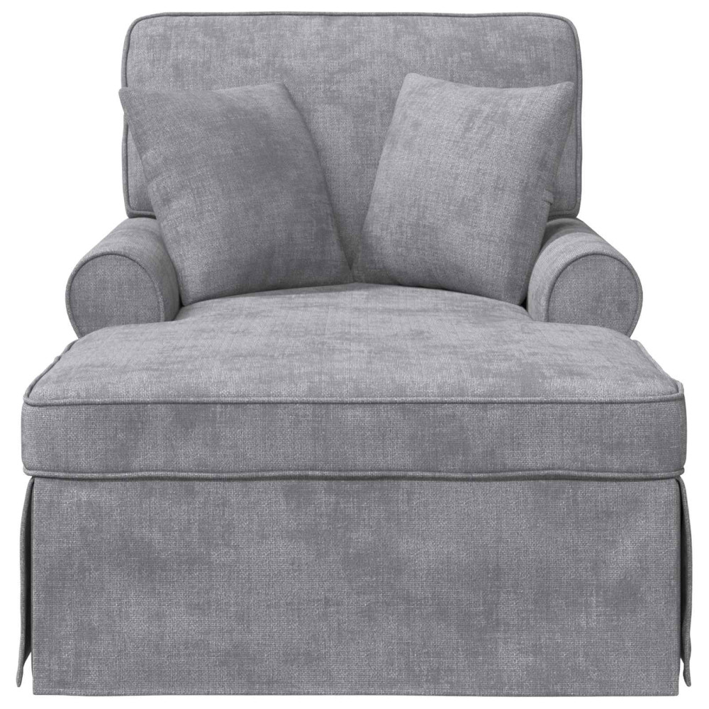 Produktbild för Chaise Lounge med Kjol med kudde Ljusgrå 157 x 91 x 91 cm ARES