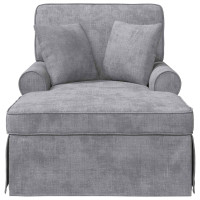 Produktbild för Chaise Lounge med Kjol med kudde Ljusgrå 157 x 91 x 91 cm ARES