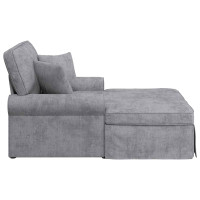 Produktbild för Chaise Lounge med Kjol med kudde Ljusgrå 157 x 91 x 91 cm ARES