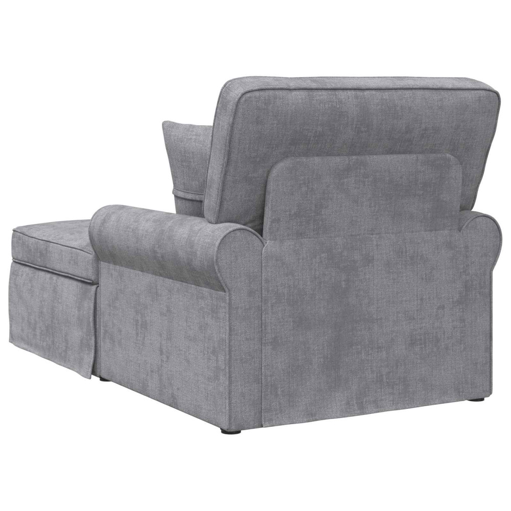 Produktbild för Chaise Lounge med Kjol med kudde Ljusgrå 157 x 91 x 91 cm ARES