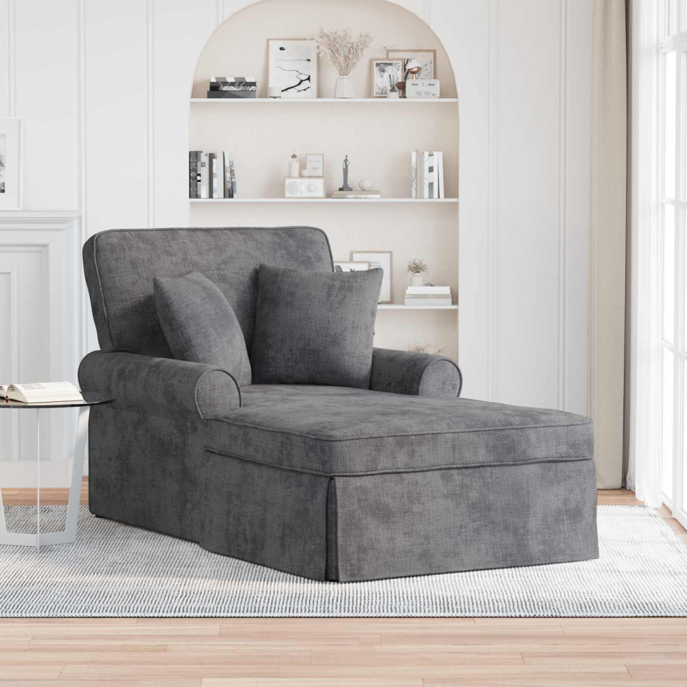 Produktbild för Chaise Lounge med Kjol med kudde Mörkgrå 157 x 91 x 91 cm ARES