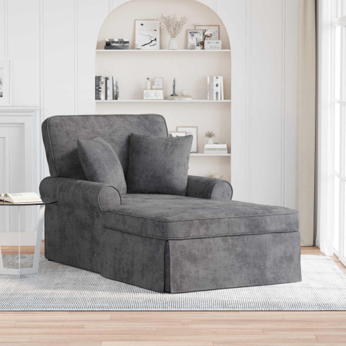 vidaXL Chaise Lounge med Kjol med kudde Mörkgrå 157 x 91 x 91 cm ARES