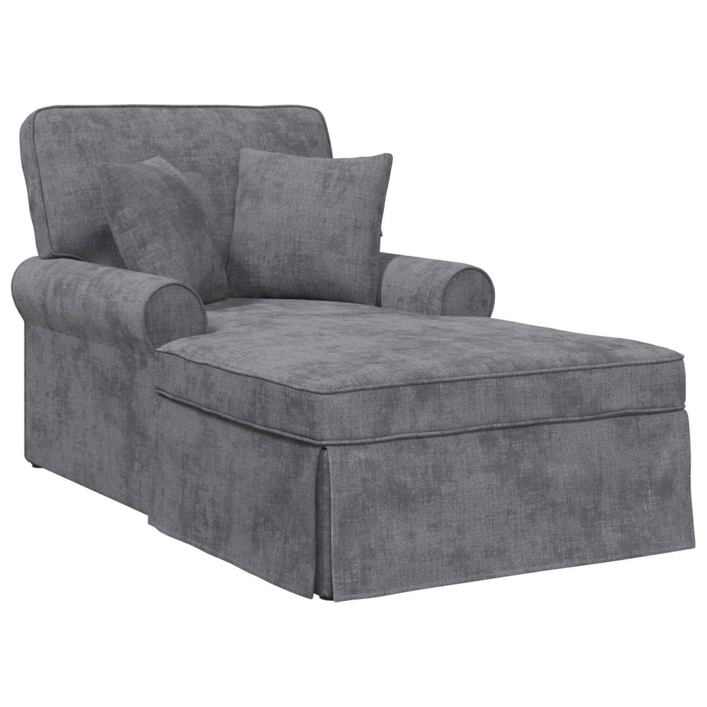 Produktbild för Chaise Lounge med Kjol med kudde Mörkgrå 157 x 91 x 91 cm ARES