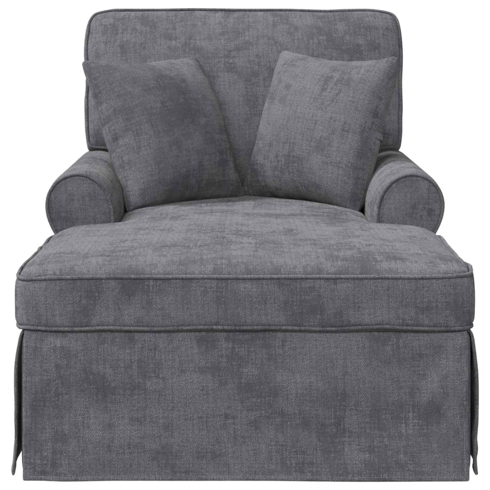 Produktbild för Chaise Lounge med Kjol med kudde Mörkgrå 157 x 91 x 91 cm ARES