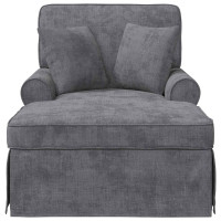 Produktbild för Chaise Lounge med Kjol med kudde Mörkgrå 157 x 91 x 91 cm ARES