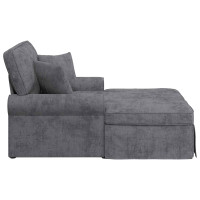 Produktbild för Chaise Lounge med Kjol med kudde Mörkgrå 157 x 91 x 91 cm ARES
