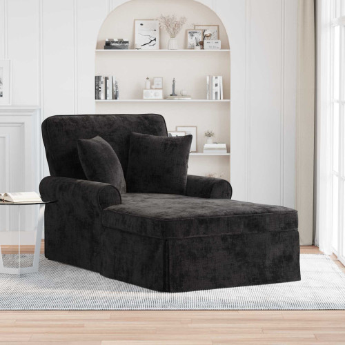 vidaXL Chaise Lounge med Kjol med kudde Svart 157 x 91 x 91 cm ARES