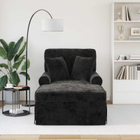 Produktbild för Chaise Lounge med Kjol med kudde Svart 157 x 91 x 91 cm ARES