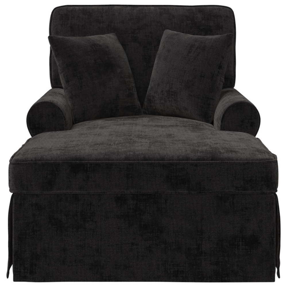 Produktbild för Chaise Lounge med Kjol med kudde Svart 157 x 91 x 91 cm ARES