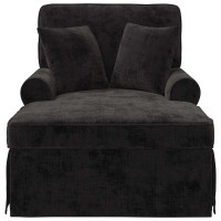Produktbild för Chaise Lounge med Kjol med kudde Svart 157 x 91 x 91 cm ARES