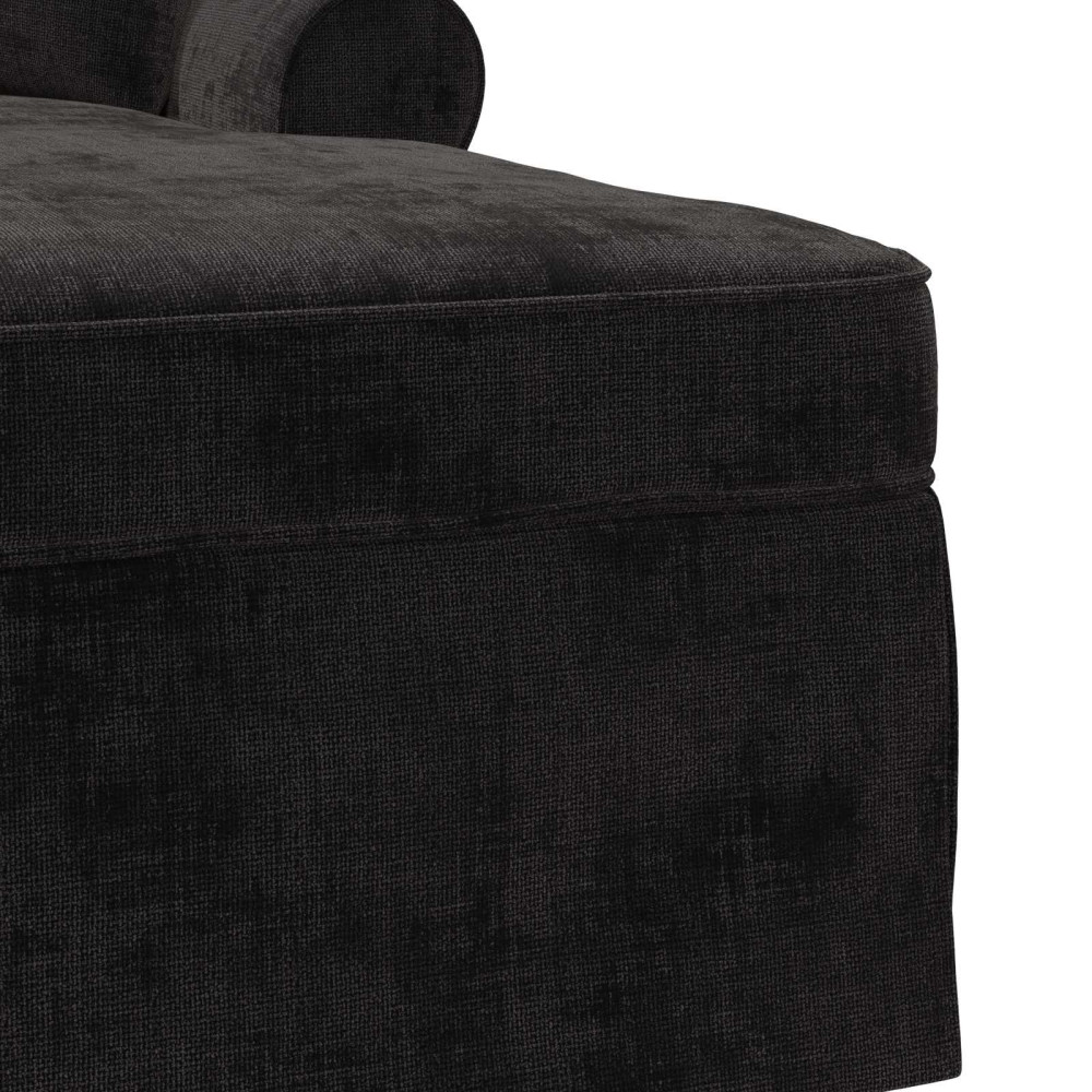 Produktbild för Chaise Lounge med Kjol med kudde Svart 157 x 91 x 91 cm ARES