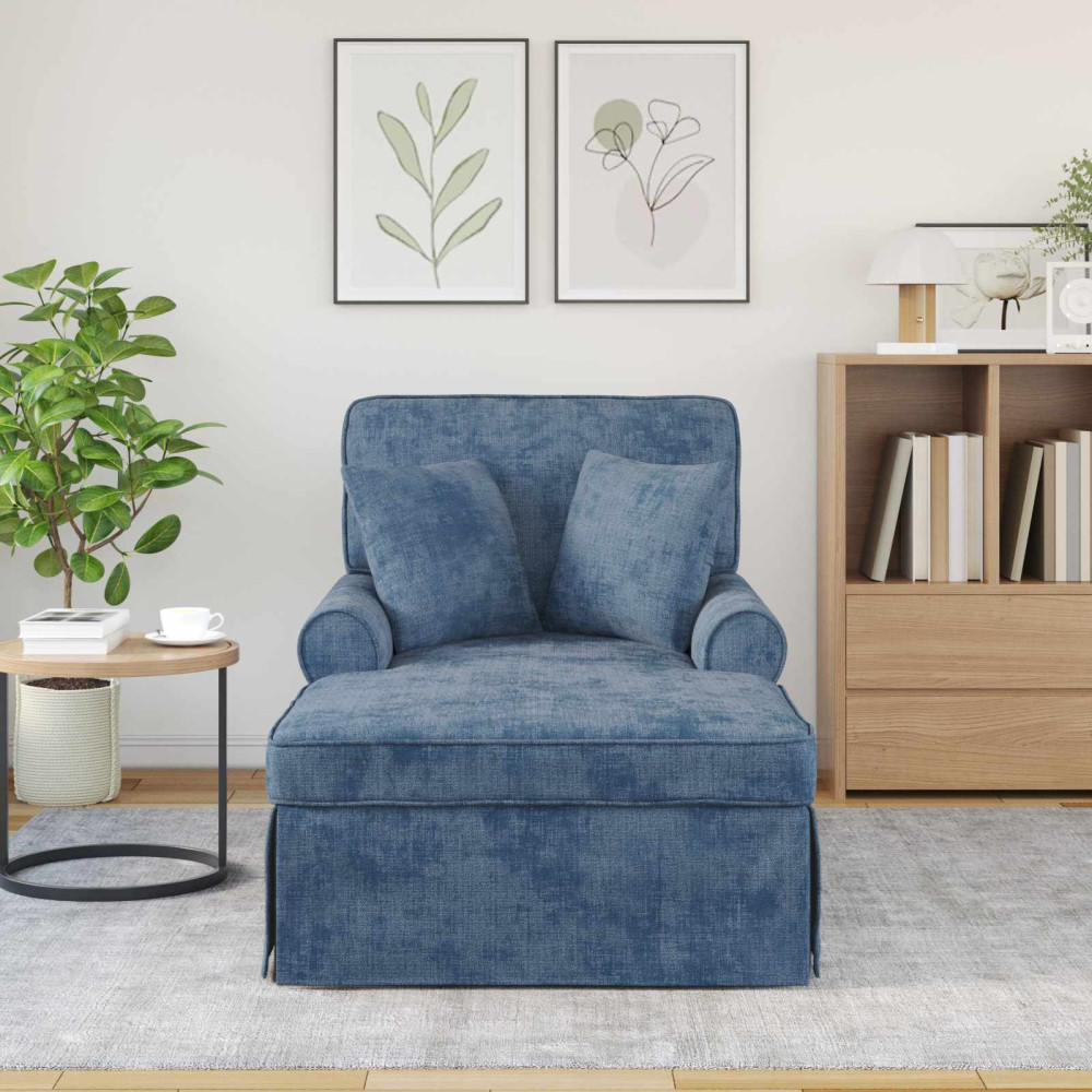 Produktbild för Chaise Lounge med Kjol med kudde Blå 157 x 91 x 91 cm ARES