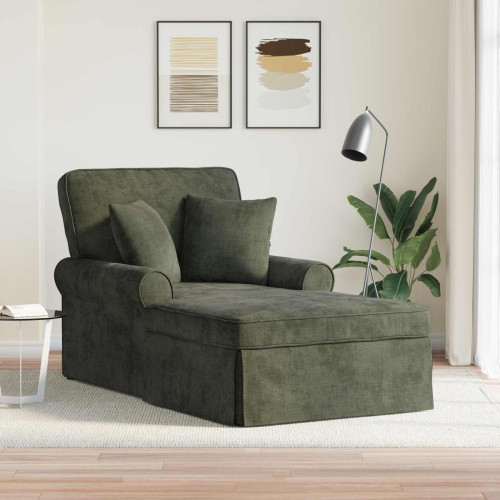 vidaXL Chaise Lounge med Kjol med kudde Grön 157 x 91 x 91 cm ARES