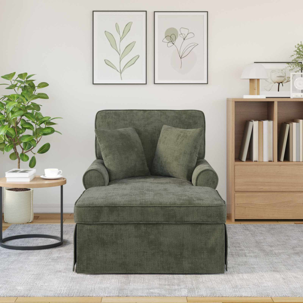 Produktbild för Chaise Lounge med Kjol med kudde Grön 157 x 91 x 91 cm ARES