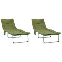 Produktbild för Hopfällbar solstol med kudde 2 pcs Mörkgrön