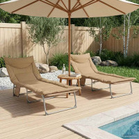 Produktbild för Hopfällbar solstol med kudde 2 pcs Beige
