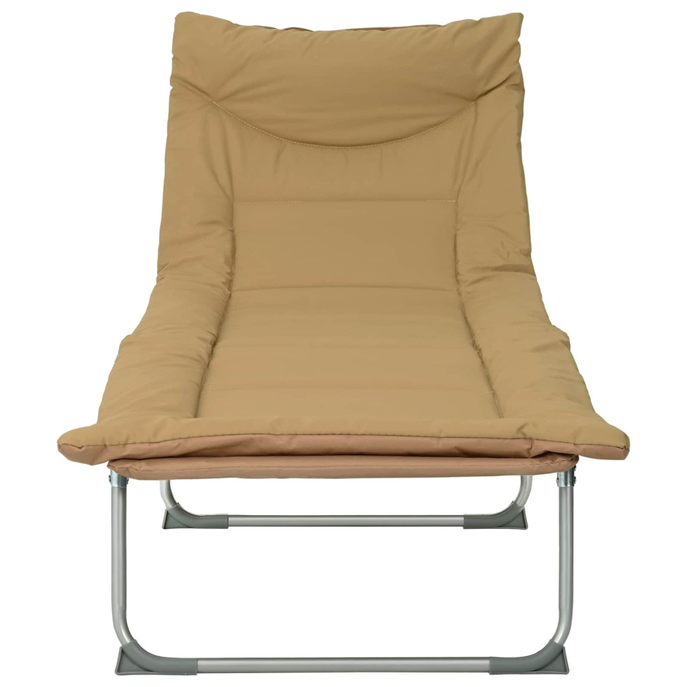 Produktbild för Hopfällbar solstol med kudde 2 pcs Beige