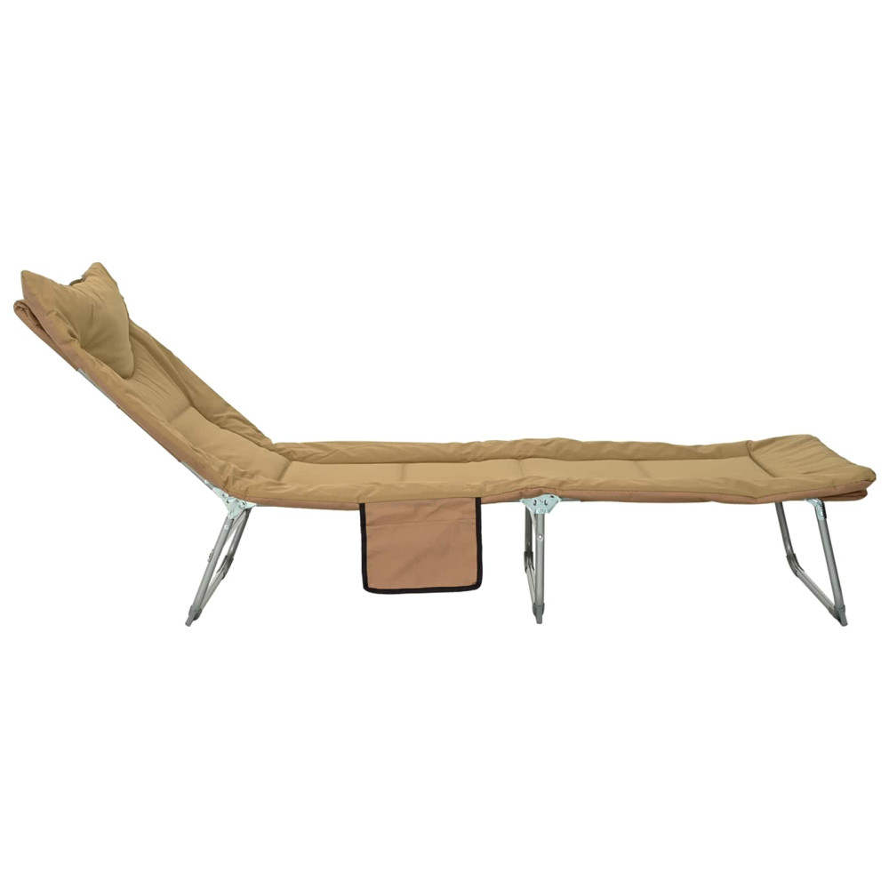 Produktbild för Hopfällbar solstol med kudde 2 pcs Beige
