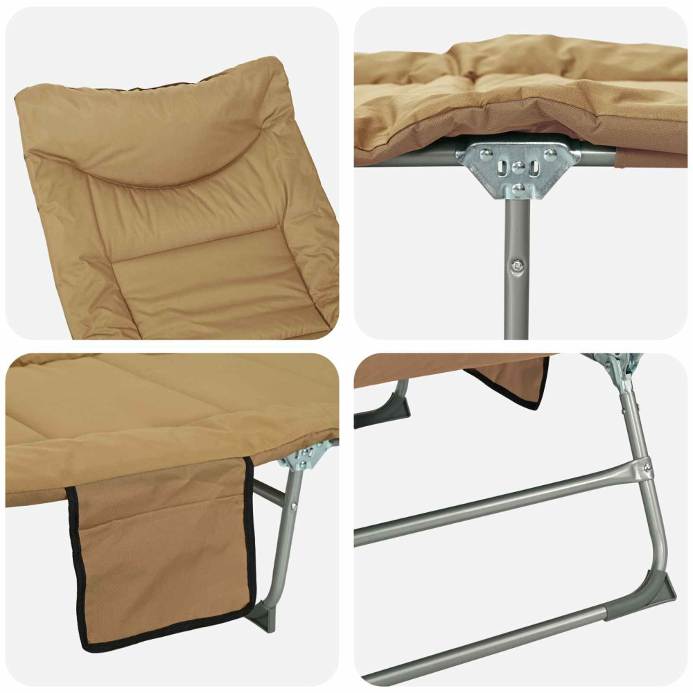 Produktbild för Hopfällbar solstol med kudde 2 pcs Beige