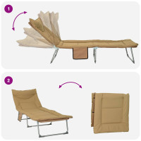 Produktbild för Hopfällbar solstol med kudde 2 pcs Beige
