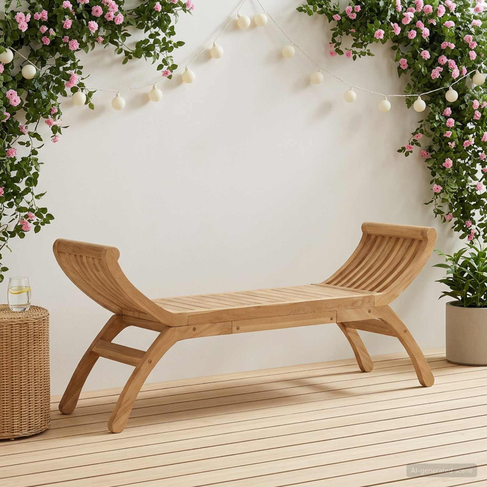 Produktbild för Trädgårdsbänk 2 -Seater 126 cm Massivt teakträ Naturlig