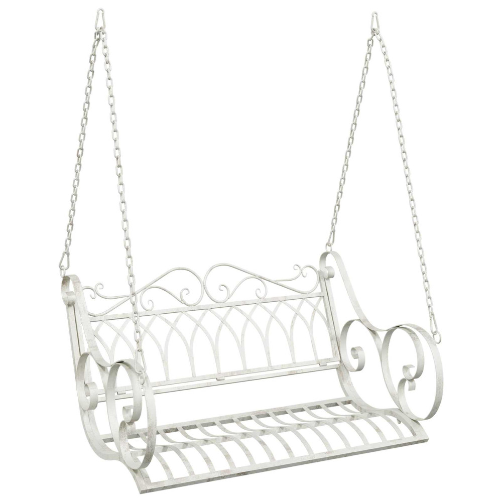 Produktbild för Gungbänk Stål 109 x 75 x 59 cm Antik vit