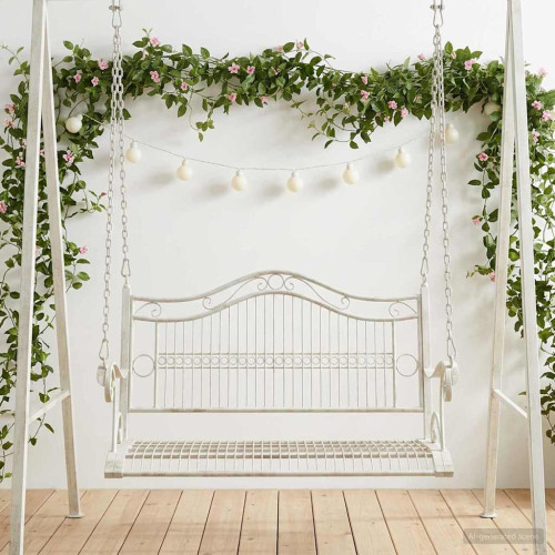 vidaXL Gungbänk Stål 115 x 61 x 63 cm Antik vit