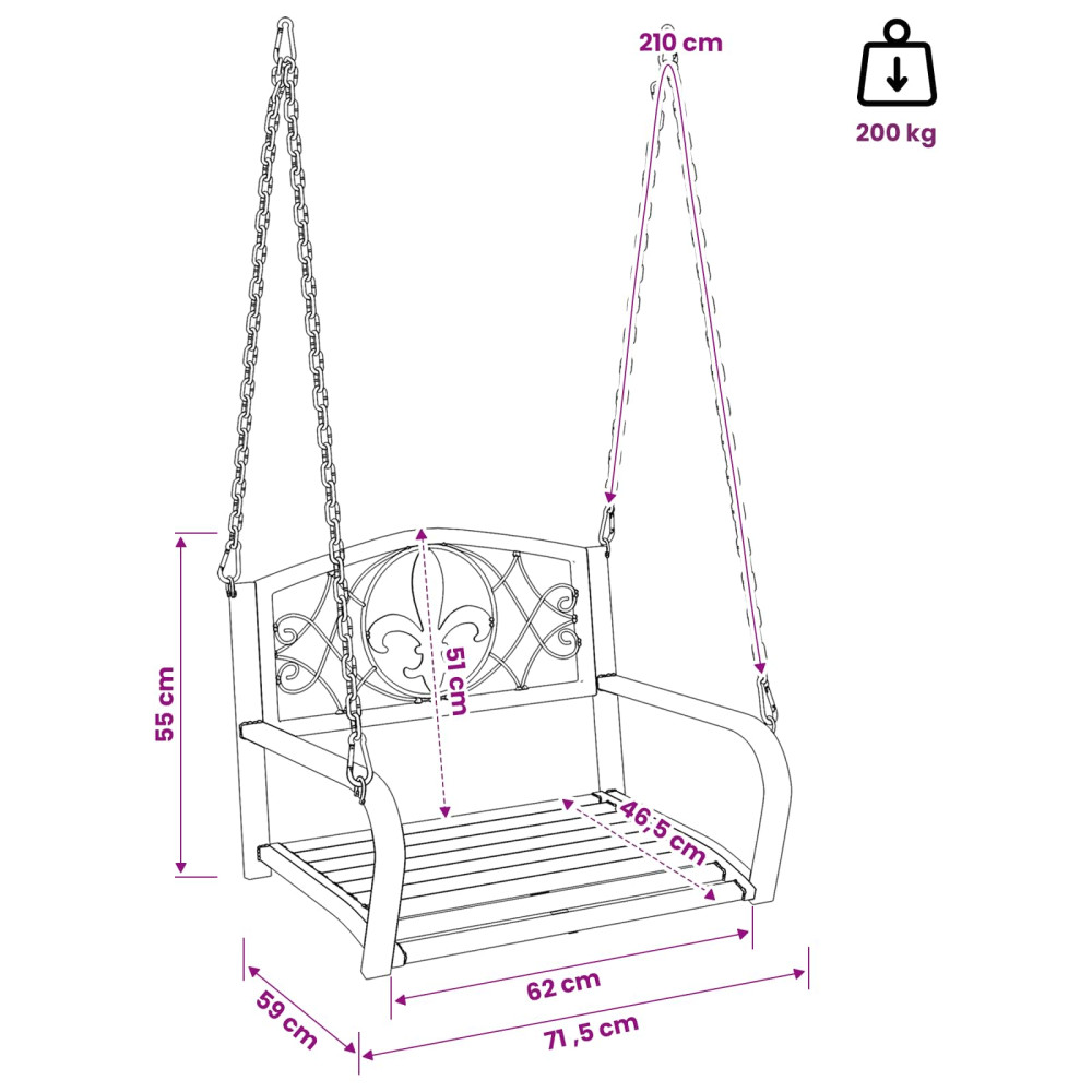 Produktbild för Gungbänk Stål 71,5 x 59 x 55 cm Antik vit