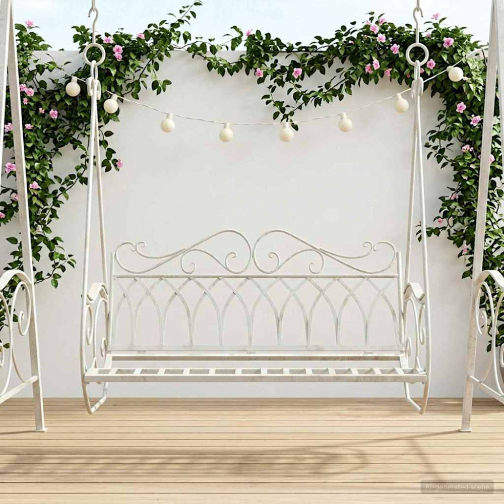 Produktbild för Gungbänk Stål 112 x 60 x 126,5 cm Antik vit