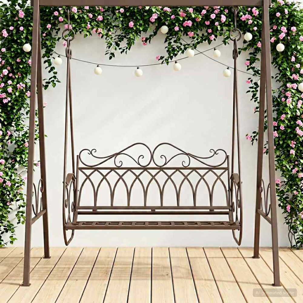 Produktbild för Gungbänk Stål 112 x 60 x 126,5 cm Antikbrun