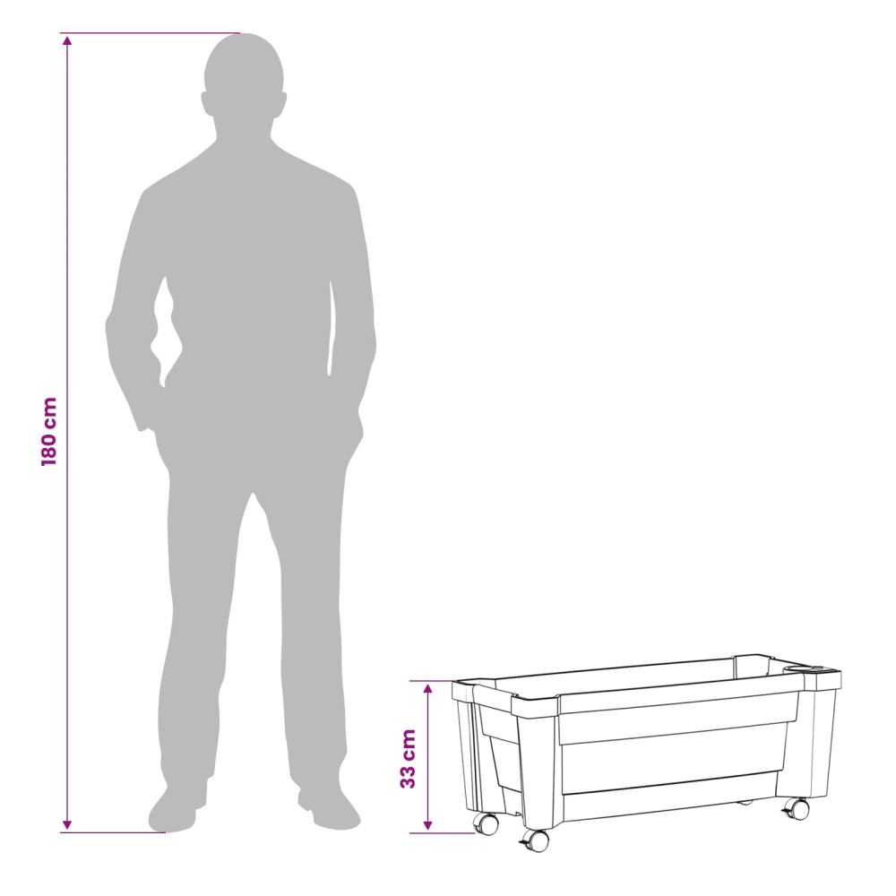 Produktbild för Calypso planta med hjul Antracit 79 x 35 x 33 cm PP